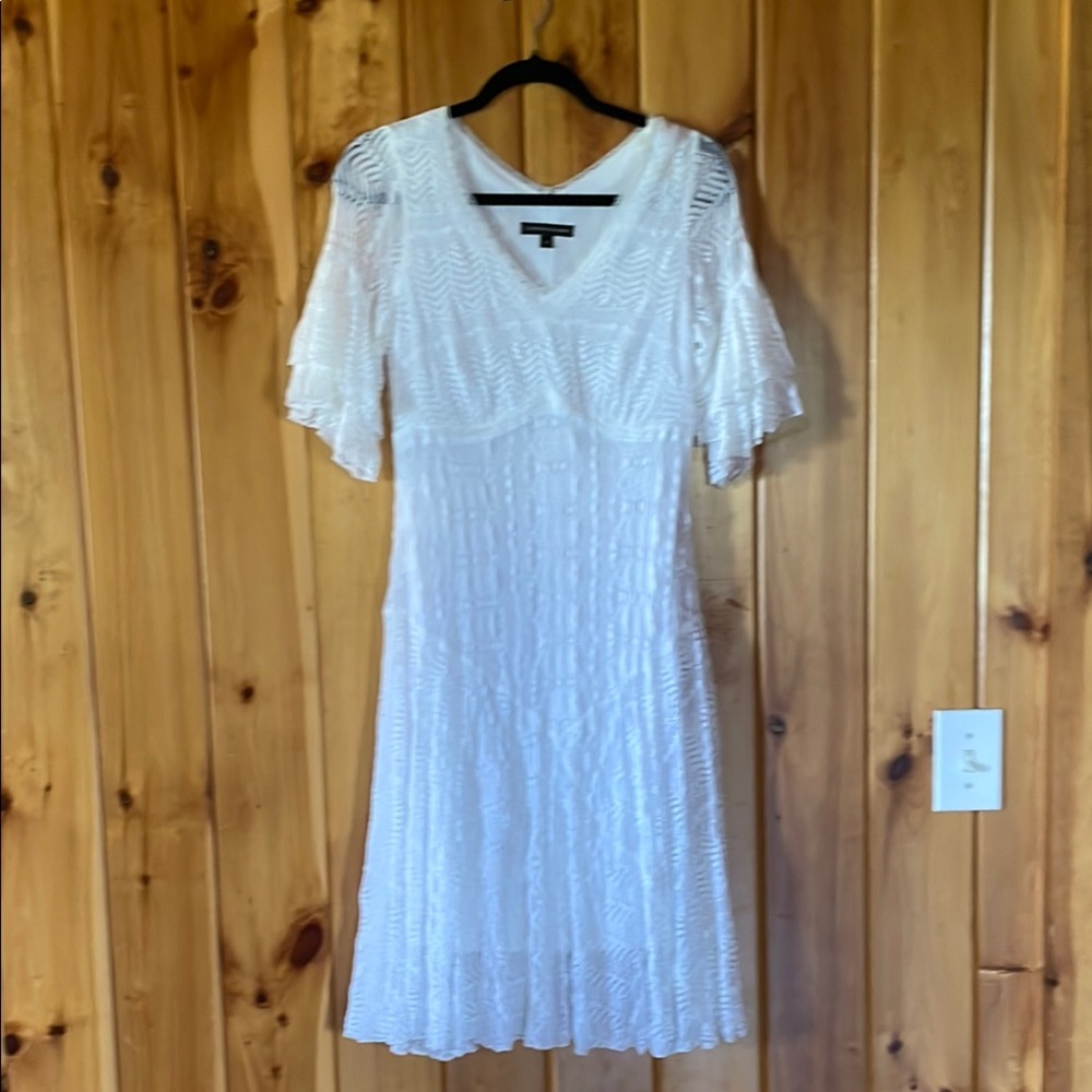 Cream Flutter Sleeve V-Neck Midi Sundress